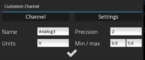 Detailed channel settings.