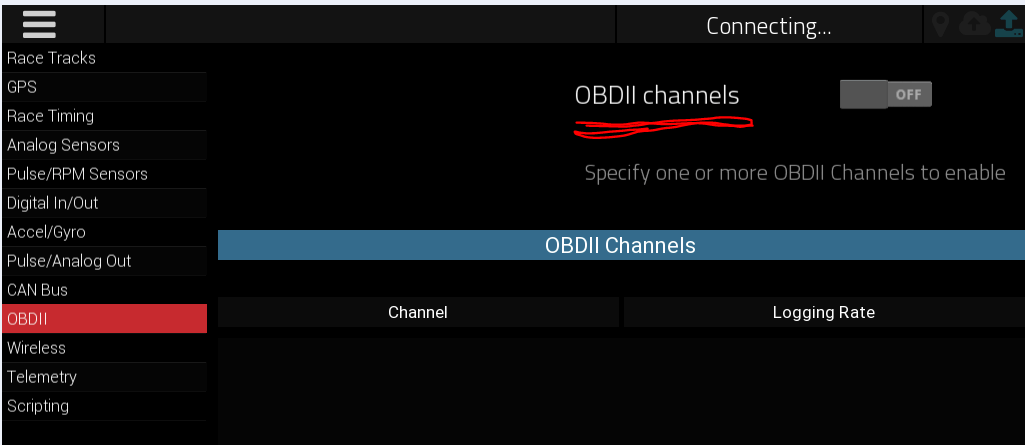 ODBII status after loading config file