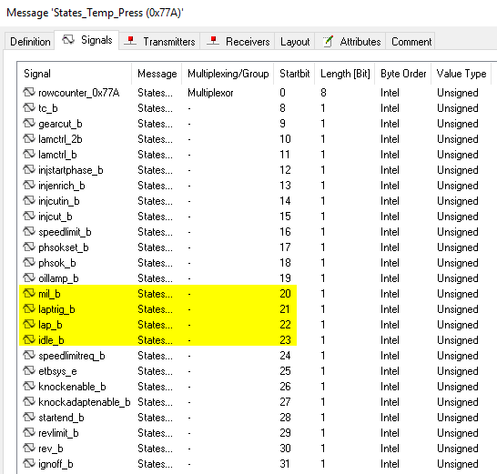 CAN definition file snapshot